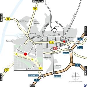 Karte Anfahrtbeschreibung KVBW Karlsruhe