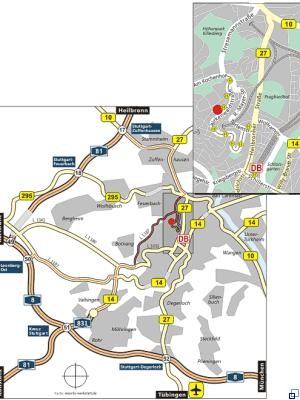 Karte Anfahrtbeschreibung KVBW Stuttgart