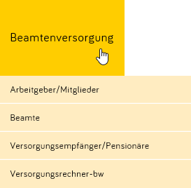 Untermenü der Beamtenversorgung
